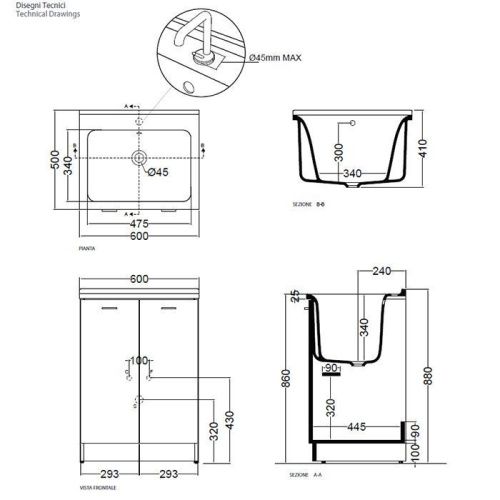 Раковина керамическая Kerasan Aquadom 029201*1 60 см встраиваемая цвет белый 1 отверстие под смеситель - фото 2