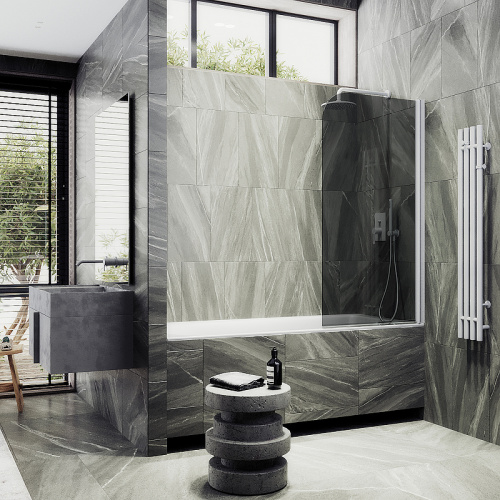 Душевая шторка на ванну Maybah Glass MGV-623-1 80х140 стекло тонированное профиль белый ориентация универсальная - фото 3