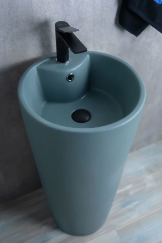 Раковина керамическая Gid Autonomo 81116 40х40 напольная цвет зеленый 1 отверстие под смеситель - фото 3