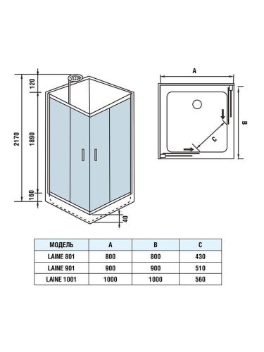 Душевая кабина WeltWasser WW500 LAINE 901 (10000003259) 90х90 без крыши ориентация универсальная - фото 2