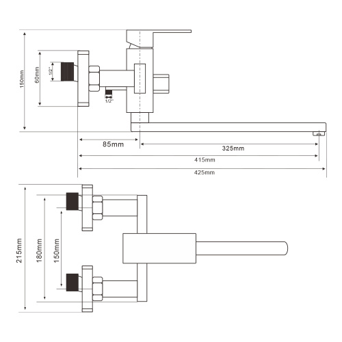 Смеситель для ванны WesnaArt Kubus KUB13-320 настенный сатин - фото 2