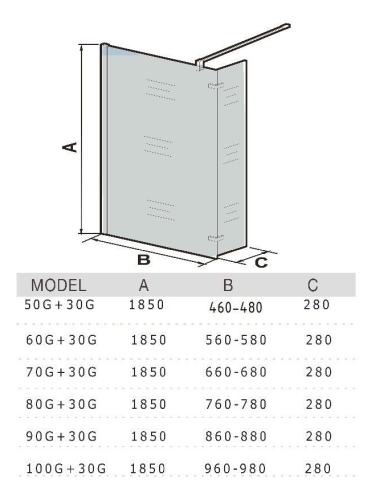 Душевая перегородка WeltWasser WW400 10000006434 50х185 стекло прозрачное профиль хром глянцевый - фото 2