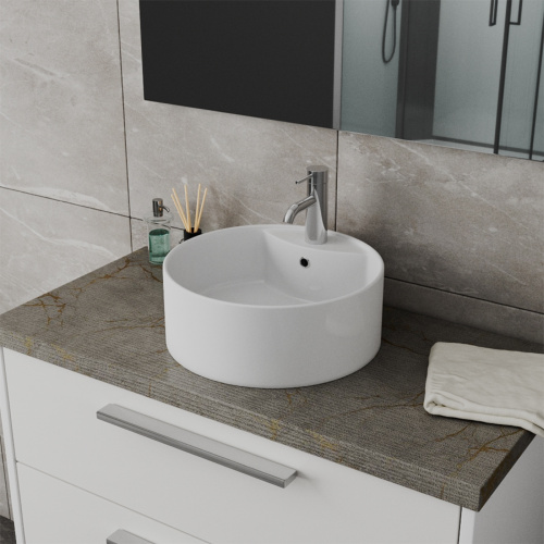 Раковина из сантехнического фарфора Teymi Lina S T50104 40х40 накладная цвет белый 1 отверстие под смеситель - фото 5