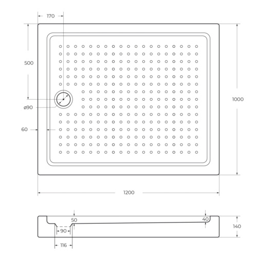 Душевой поддон Cezares TRAY-A-AH-120/100-15-W 120х100 акрил белый с ножками - фото 2