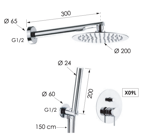 Душевая система Remer X Style X09S02 встраиваемая в стену - фото 2