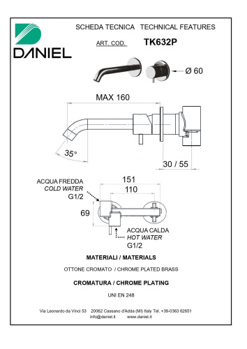Смеситель Daniel Tokyo TX632P-15 встраиваемый в стену черный матовый - фото 2