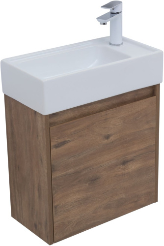 Комплект мебели: тумба с раковиной + зеркало Aquanet Nova Lite 00302530 50x27x140 подвесной цвет коричневый - фото 3