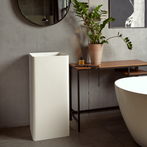 Раковина из искусственного камня MonteBianco Torre 400 13011 45х45 напольная цвет белый матовый без отверстий под смеситель - фото 3