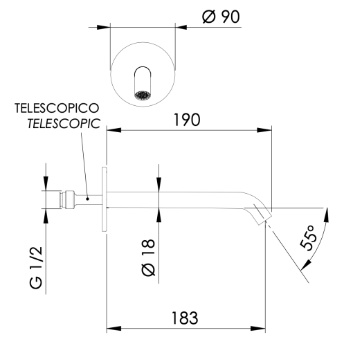 Излив Daniel Tokyo TK4704BLDP настенный золото брашированное - фото 2