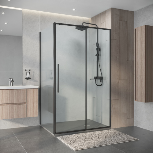 Душевой уголок Niagara Nova NG-34-13AGR-A80GR-34 130х80 стекло прозрачное профиль графит матовый без поддона - фото 3