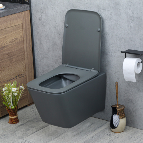 Унитаз подвесной Melana 310304MDG темно-серый с сиденьем микролифт безободковый - фото 2