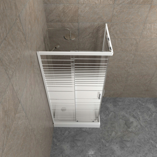 Душевой уголок Тритон Фьюжн Щ0000064851 120х80 стекло прозраное с рисунком профиль белый с поддоном - фото 4