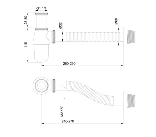 Сифон для раковины Wonzon & Woghand WW-88SS102-CR - фото 2