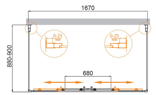 Душевой уголок Cezares MOLVENO MOLVENO-AH-2/2-170/90-C-Cr-IV 170х90 стекло прозрачное профиль хром глянцевый без поддона - фото 5