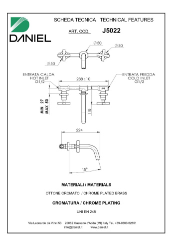 Смеситель Daniel Jax J5022-15 встраиваемый в стену черный матовый - фото 2