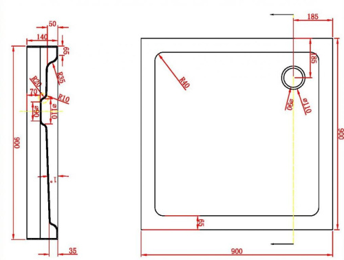 Душевой поддон Bravat Type-S2 P19 90х90 акрил белый - фото 2