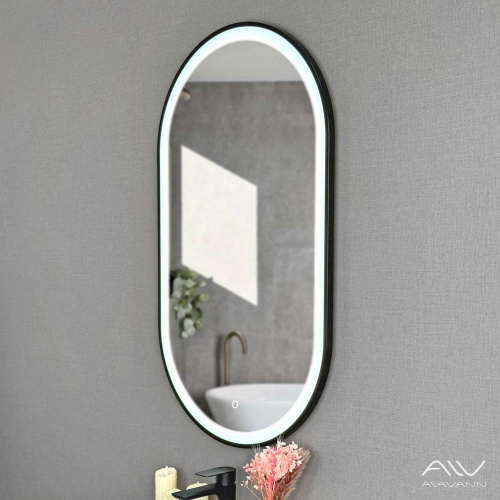 Зеркало в ванную Alavann Wave ALV1160001 52х92 цвет черный - фото 5