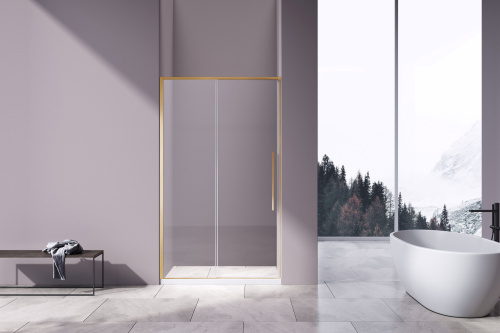 Душевая дверь Vincea Slim-N VDS-4SN140CLG 140х195 стекло прозрачное профиль золото брашированное - фото 2