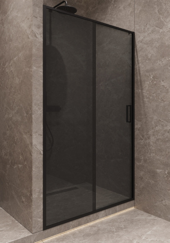 Душевая дверь Timo T03 120х195 стекло графитовое профиль черный - фото 3