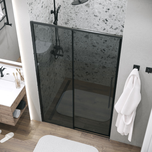 Душевая дверь Grossman Galaxy 100.K33.01.140.21.10 140х195 стекло тонированное профиль черный матовый - фото 5