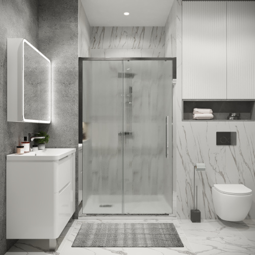 Душевая дверь Grossman Cosmo 100.K33.02.130.10.02 130х195 стекло текстурное профиль хром глянцевый - фото 4