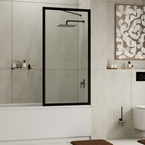 Душевая шторка на ванну Wasserkraft Abens 20W 20W01-80MB 80х160 стекло прозрачное профиль черный матовый ориентация универсальная - фото 2