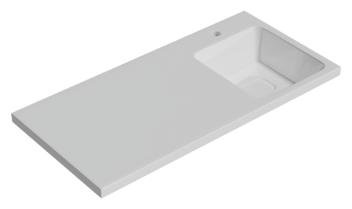 Раковина мебельная из литьевого мрамора Misty Kamilla 100 правая 4627173210560 100х48 над стиральной машиной цвет белый 1 отверстие под смеситель - фото 3