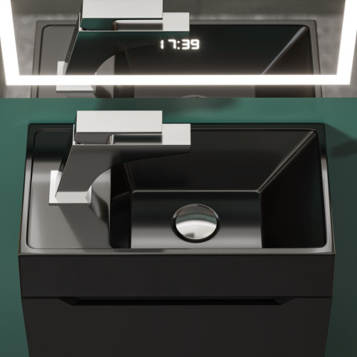 Раковина из литьевого мрамора Uperwood Classic New 2911021334 41х23 полувстраиваемая цвет черный глянцевый - фото 3