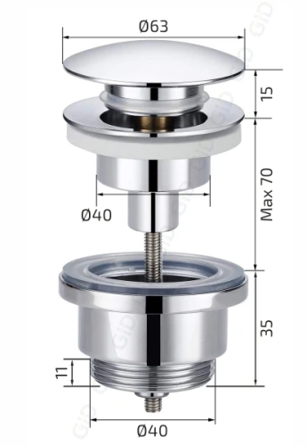 Донный клапан Gid Minucia G-58BL (76604K) - фото 5