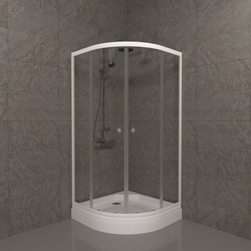 Душевой уголок Тритон Ультра Щ0000061806 90х90 стекло прозрачное профиль белый с поддоном - фото 3