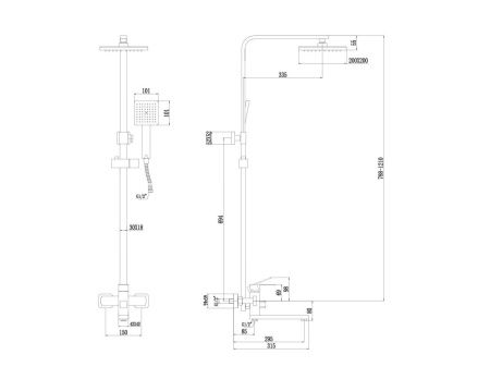 Душевая стойка Fmark FS8145-25H настенная цвет черный