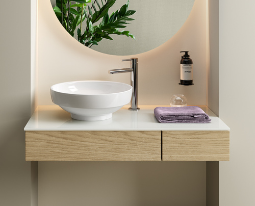 Тумба под раковину Vitra Origin 65675 90х48х14 подвесная цвет дуб - фото 3