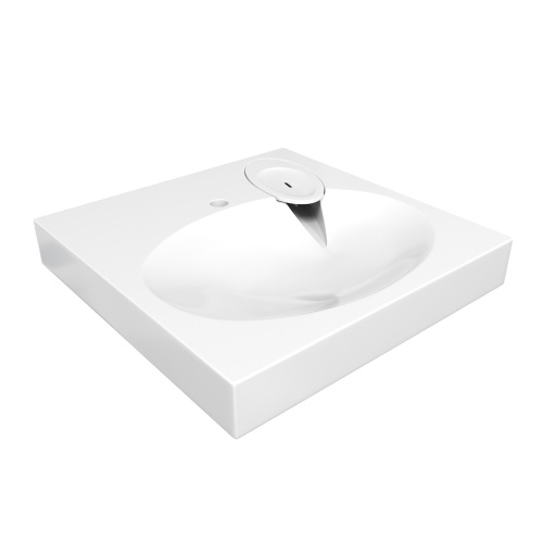 Раковина из литьевого мрамора Teymi Lori Pro T50412 59х59 над стиральной машиной цвет белый 1 отверстие под смеситель - фото 5