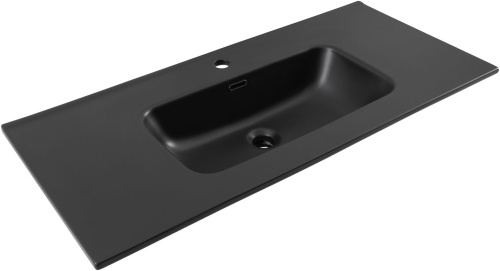 Раковина керамическая Aquanet Flat 00329257 101х47 полувстраиваемая цвет черный 1 отверстие под смеситель - фото 5