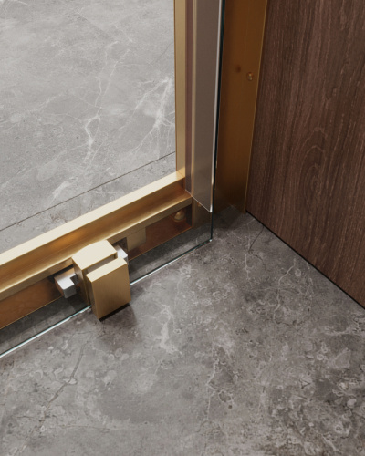 Душевая дверь Cezares MOLVENO MOLVENO-BF-1-120-C-BORO-IV 120х195 стекло прозрачное профиль золото брашированное - фото 4