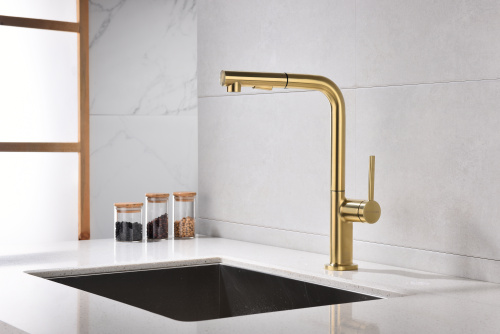 Смеситель для кухни Paulmark NEO Ne214419-LG на раковину светлое брашированное золото - фото 4