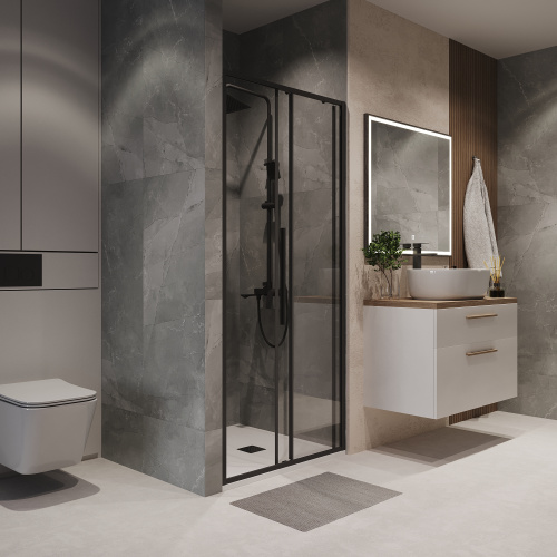 Душевая дверь Niagara Nova NG-84-10AB 100х195 стекло прозрачное профиль черный матовый - фото 5