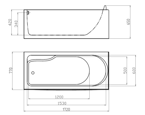 Ванна акриловая гидромассажная Gemy G9006-1.7 B L 172х77 пристенная прямоугольная с каркасом - фото 5