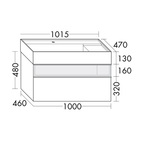 Тумба с раковиной Burgbad Yumo SFMX102 F3193C0001*1 101х47х48 подвесная цвет белый глянцевый - фото 2