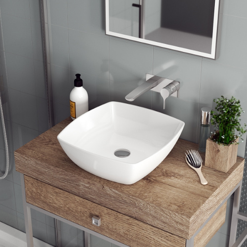 Раковина из сантехнического фарфора Teymi Kati T50701 43х43 накладная цвет белый без отверстий под смеситель - фото 4