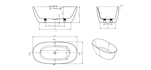 Ванна акриловая Art&Max Genova AM-GEN-1600-800 отдельностоящая овальная - фото 3