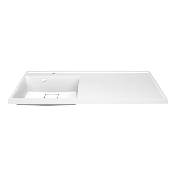 Раковина из литьевого мрамора Paola Paola Magenta 1200 L 121х50 подвесная цвет белый глянцевый 1 отверстие под смеситель