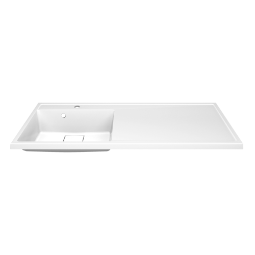 Раковина из литьевого мрамора Paola Paola Magenta 1200 L 121х50 подвесная цвет белый глянцевый 1 отверстие под смеситель