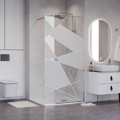 Душевая перегородка Niagara Nova NG-660-12 120х195 стекло прозрачное с рисунком профиль хром глянцевый - фото 2