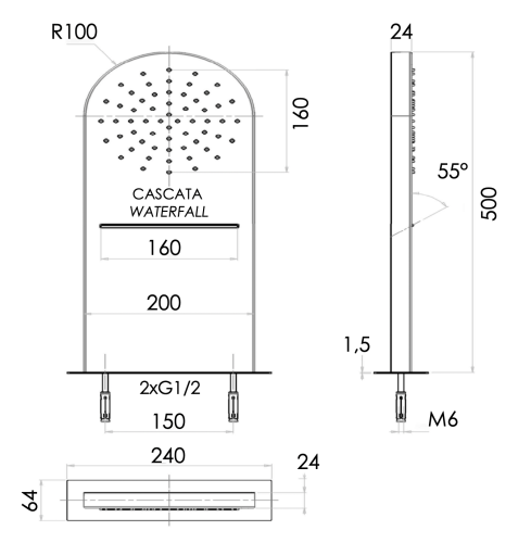 Верхний душ Remer 350MMCANO черный матовый - фото 2