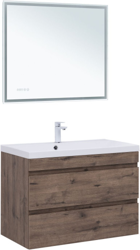 Тумба под раковину Aquanet Нота NEW 00334193 89х47х61 подвесная цвет темное дерево - фото 5