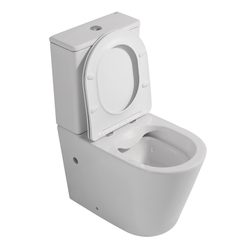Унитаз напольный с бачком Abber Bequem AC1112 белый с сиденьем безободковый каскадный смыв - фото 4