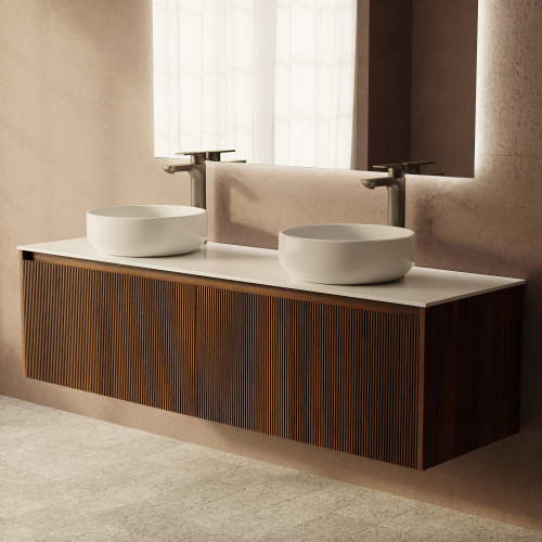 Тумба с раковиной+зеркало Art Decco Camilla (Камилла) ACM15W22D3M0 150x45x40 подвесная цвет черный орех - фото 5