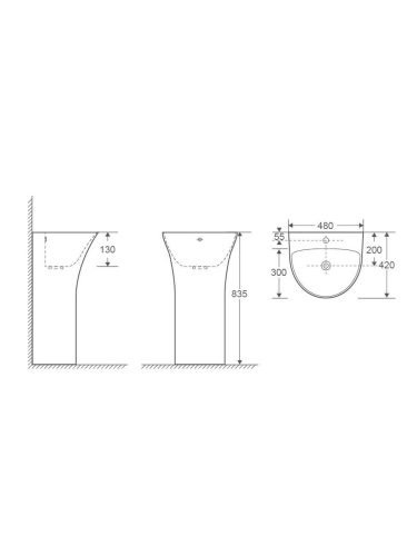 Раковина из санфаянса WeltWasser WW SK 42 см 10000013332 напольная цвет белый глянцевый 1 отверстие под смеситель - фото 3