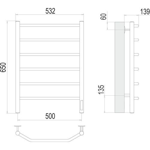 Полотенцесушитель Terminus 4670078531193 53х65 электрический хром - фото 3